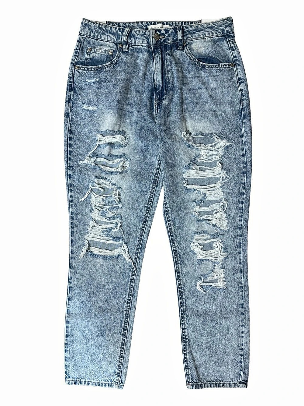 Almost Famous Vintage Mom Jeans Distressed Blue Jeans-Size 9